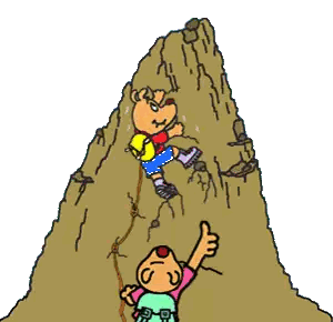 Boy Climbing Mountain Cartoon