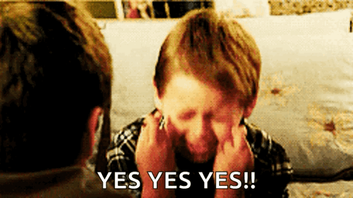 Boy Covering Face With Yes Yes Yes GIF