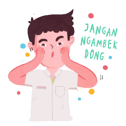 Boy Covering Mouth With Words Jangan Ngambek Dong