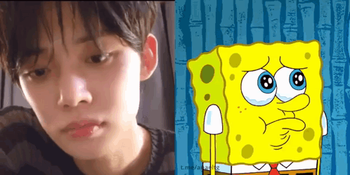 Boy Crying Next to SpongeBob