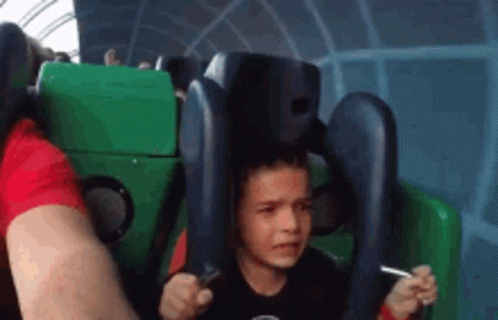 Boy Crying On Roller Coaster GIF