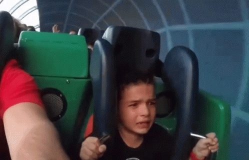Boy Crying On Roller Coaster GIF