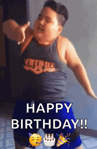 Boy Dancing With Happy Birthday
