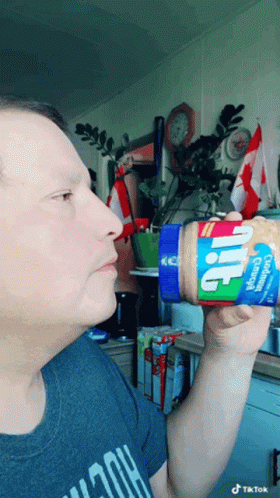 Boy Fake Eating Jiffy Peanut Butter GIF