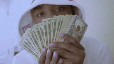 Boy Flexing His Dollar Bills To Camera GIF