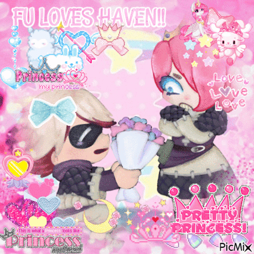 Boy Giving Girl Flowers Saying Fu Loves Haven GIF