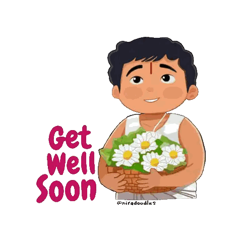 Boy Holding Daisies Get Well Soon