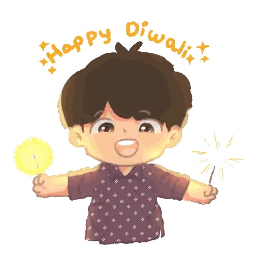 Boy Holding Fireworks Happy Diwali