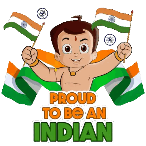 Boy Holding Flags Proud To Be Indian