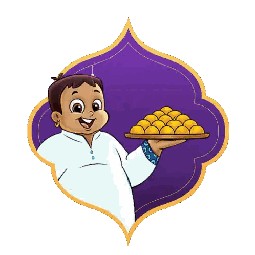 Boy Holding Food Tray Eid Mubarak