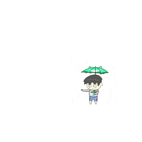Boy Holding Green Umbrella With Frog