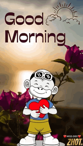 Boy Holding Heart Saying Good Morning