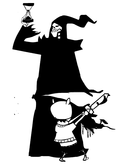 Boy Holding Out Grim Reaper GIF