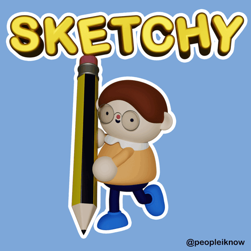 Boy Holding Pencil Saying Sketchy