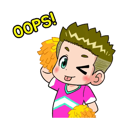 Boy Holding Pom Pom Saying Oops