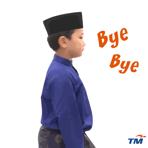 Boy in Blue Shirt Waving Bye Bye