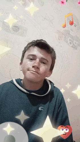 Boy In Blue Shirt With Letter G GIF