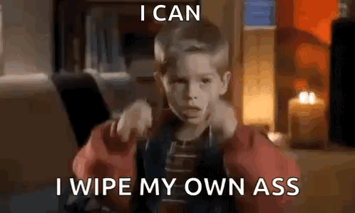 Boy in Front of Fireplace Says I Can Wipe My Own Ass