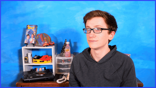 Boy In Glasses Blue Wall GIF