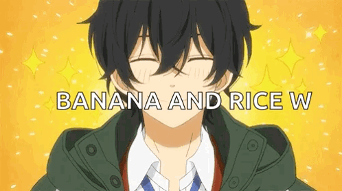 Boy In Green Jacket Smiling Banana And Rice GIF