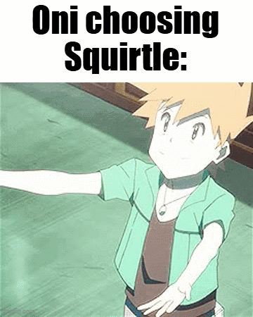 Boy in Green Shirt Oni Choosing Squirtle