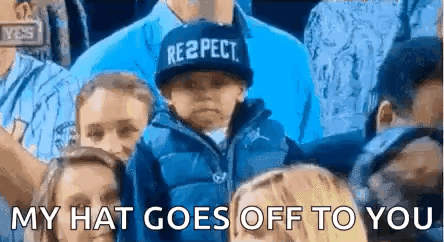Boy In Hat With My Hat Goes Off To You In Crowd GIF