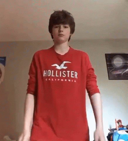 Boy In Red Hollister Shirt GIF