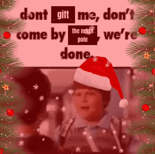 Boy in Santa Hat with Sign Saying Dont Gift Me