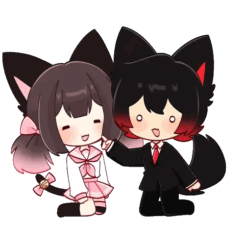Boy in Suit Kneeling Next to Girl with Ears