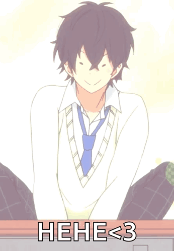 Boy In White Shirt, Blue Tie Saying Hene<3 GIF