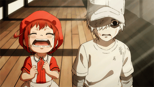 Boy In White Shirt, Girl In Red Hat GIF