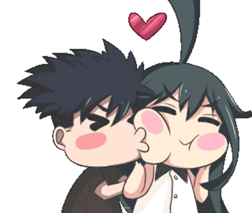 Boy Kissing Girl on Cheek With Heart