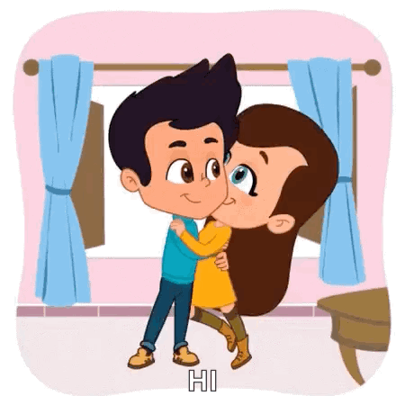 Boy Kissing Girl on Cheek