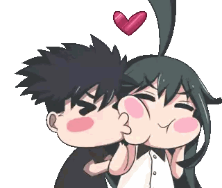Boy Kissing Girl with Heart