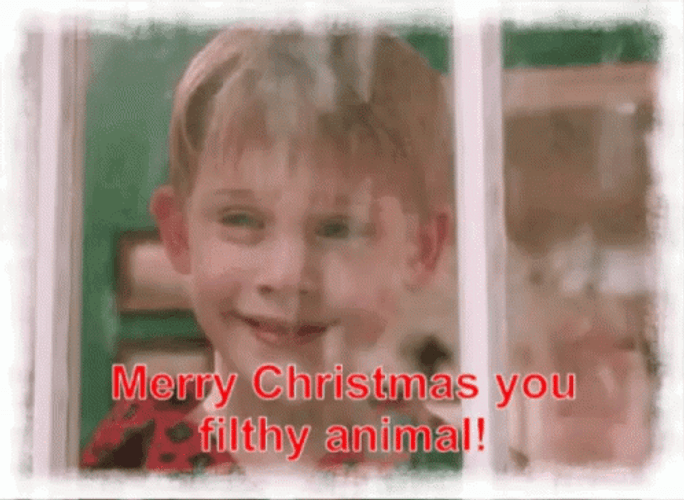 Boy Merry Christmas You Filthy Animal GIF