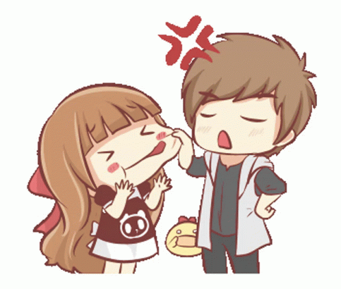 Boy Pulling Girl Cheeks GIF