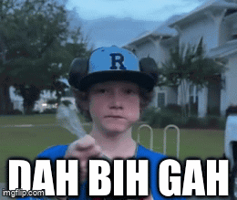 Boy R Cap Holding Feather Saying Dah Bih Gah GIF
