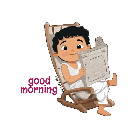 Boy Reading Newspaper Good Morning