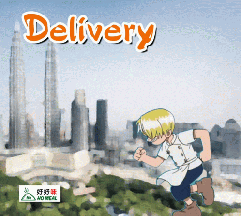 Boy Running in City With Delivery