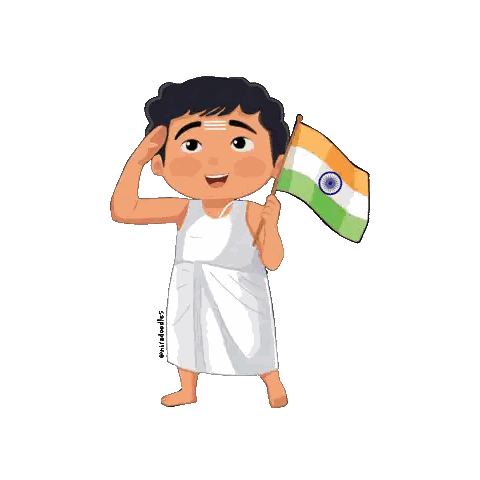 Boy Saluting with Flag
