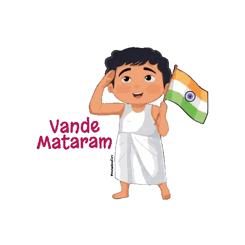Boy Saluting with Indian Flag Vande Mataram