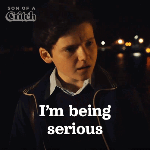 Boy Saying I'm Serious in Front of Griffin Logo