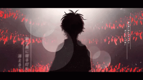 Boy Silhouette in Front of Crowd With Red Lights