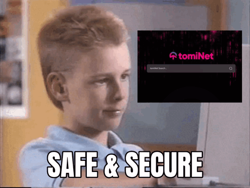 Boy Sitting in Front of Laptop With Safe and Secure