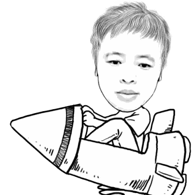 Boy Sitting in Rocket Drawing