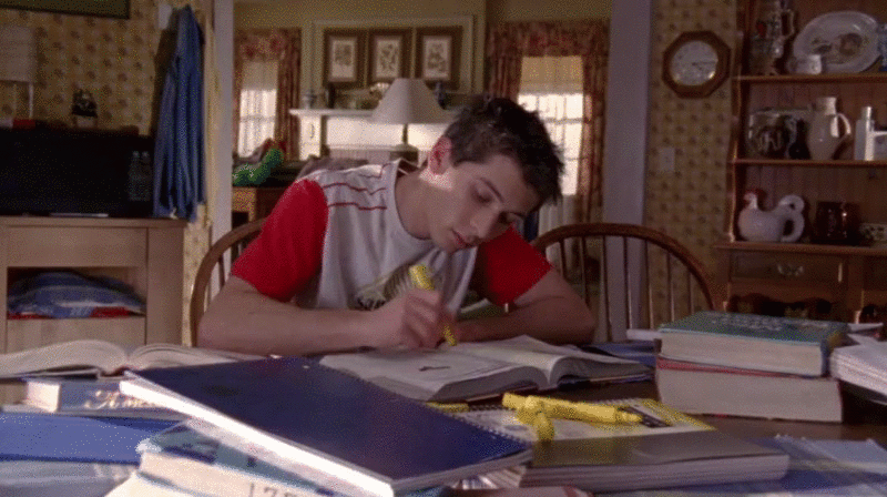 Boy Studying And Highlight Texts GIF