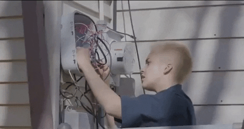 Boy Trouble Fixing Electricity Cable GIF