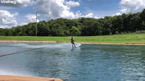 Boy Water Surfing Skiing Skiff GIF
