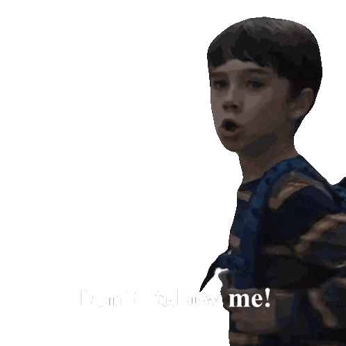 Boy with Backpack Saying Don't Follow Me