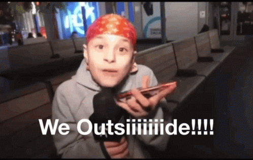 Boy With Bandana Holding Phone Saying We Outsiiiiiide